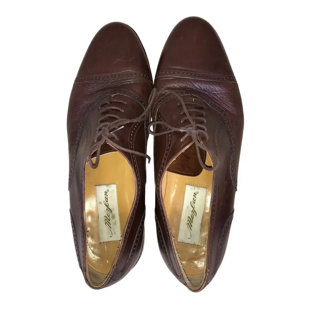 Vintage 90s Mezlan Oxford Dress Shoes Men’s 11 Brown Leather Formal Preppy Spain